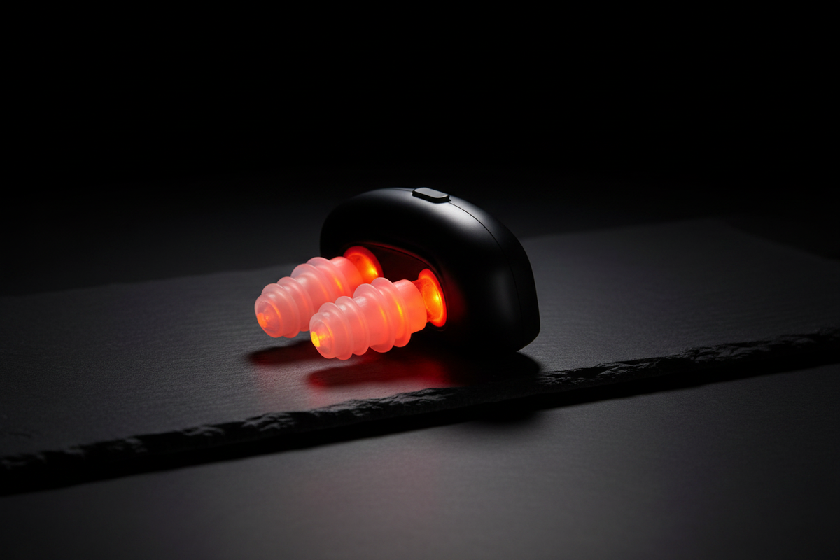 Dark moody LED nasal device lifestyle shot